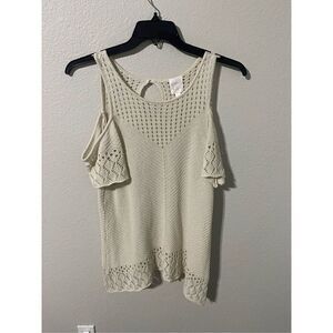❤️LC Lauren Conrad Crochet Cold Shoulder Sweater